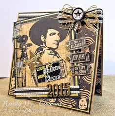 a close up of a card with a cowboy theme