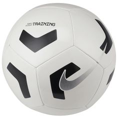 Nike Pitch Training Ball - White-Black (Front) Kids Uniforms, Soccer Balls, Soccer Training, Nike Store, Soccer Ball, Panel Design, Sports Equipment, Fifa, Black Silver