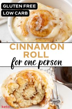 A small cinnamon roll in a mug and one on a plate that is cut in half. Things To Eat With Cream Cheese, Low Carb Cinnamon Rolls With Tortilla, Cottage Cheese Cinnamon Roll Muffins, Keto Cinnamon Toast, Low Carb Cinnamon Rolls, Keto Focus