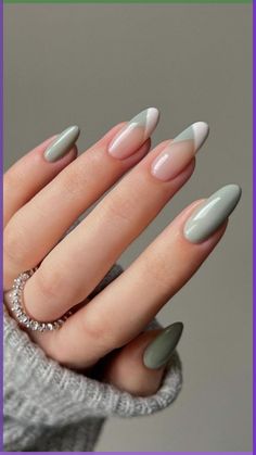 Almond Nails Designs, Nail Designs Spring, Nail Arts, French Manicure, Green Nails, Acrylic Nail Designs, Nude Nails, Nail Trends, Trendy Nails