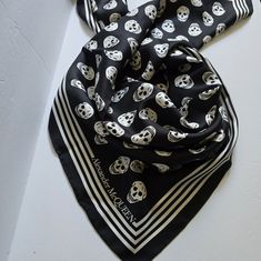 Alexander Mcqueen Skull Silk Scarf Size 90cm X 90 Cm (Approx. 35.5"W X 35.5"L) Features: Skull Motif, 100% Luxe Silk Made In Italy New With Tags! Never Worn! Alexander Mcqueen Skull, Scarf Silk, Silk Scarves, Silk Scarf, Scarf Wrap, Alexander Mcqueen, Black Color, Scarf Accessory, Alexander