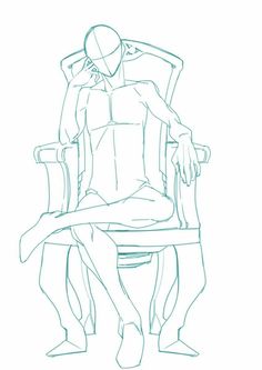 a drawing of a person sitting in a chair