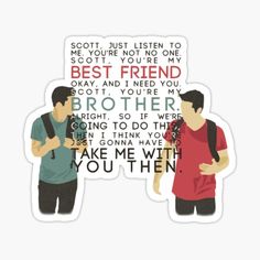 two people standing next to each other with the words best friend written on them sticker