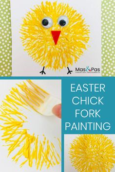 an easter chick fork painting craft for kids