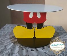 a table that has some kind of mickey mouse on it