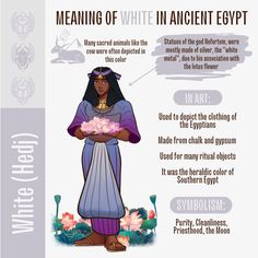 an ancient egyptian woman holding flowers in her hands with the text meaning and description below