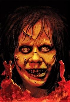 an image of a creepy woman with blood on her face