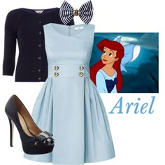 Disney Bound Outfits Princess, Ariel Inspired Outfits, Little Mermaid Disneybound, Modern Day Ariel Outfits, Ariel Casual Outfit, Ariel Blue Dress Disneybound, Ariel Pink Dress Disneybound, Lady Like