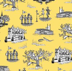 Wallpaper Gold / Double Roll New Orleans Toile Wallpaper New Orleans Toile Wallpaper, New Orleans Wallpaper, Katie Kime Wallpaper, French Quarter Hotels, Live Oak Tree, Wallpaper Stairs, Hotel Monteleone, St Louis Cathedral, Katie Kime