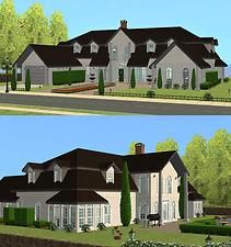 two renderings of the same house in different stages of construction, one is white and the other is gray