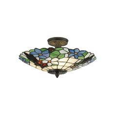 a stained glass ceiling light fixture