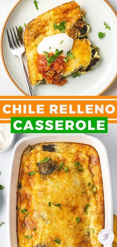 a casserole with cheese and vegetables in it on a plate next to a fork