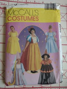 Year: 1997 Status: Cut, Complete Company: McCall's Costumes Pattern #: 8895 Pattern Title: Children's Storybook Costumes Size: 7, 8, 10 Description: Description Children's and girl's storybook costumes. Included in this envelope are pattern pieces and instructions to make Rapunzel, Cinderella, Snow White, a pretty witch, and Belle. For additional sizing, please see back of envelope in images. Size measurements have changed over time. Storybook Costumes, Halloween Costume Patterns, Toddler Costumes Girl, Rapunzel Costume, Costume Sewing Patterns, Witch Halloween Costume, Sewing Patterns Girls, Disney Princess Dresses, Costume Patterns