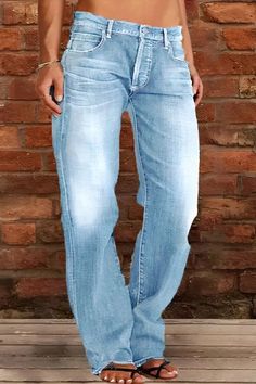 Women's Stright Jeans Western Cowboy Cowgirl Jean Loose Casual Denim Jeans Casual Non-stretch Jeans, Casual Medium Wash Distressed Pants, Casual Full Length Non-stretch Flare Jeans, Casual Solid Denim Flare Jeans, Casual Light Wash Non-stretch Flare Jeans, Casual Non-stretch Denim Blue Jeans, Non-stretch Washed Denim Blue Jeans, Casual Non-stretch Light Wash Flare Jeans, Casual Mid-rise Flare Jeans