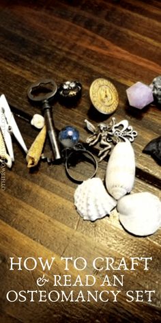 a wooden table topped with lots of different types of crafting tools and items on top of it