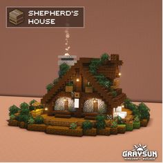 Minecraft Acacia Biome House Ideas, Minecraft House Moss Roof, Minecraft Tent House, Shepherd House Minecraft, Woodland Minecraft Builds, Mountain Cabin Minecraft, Fletcher Minecraft, Minecraft Witch Hut Ideas, Minecraft Valley House