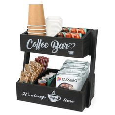 PRICES MAY VARY. 【Two-Tier Coffee Station Organizer】 Our two-tier coffee bar organizer are modern simple style and can be matched well with most household style.It made of solid wood,not only good-looking but also sturdy to use and lasts for a long time. This countertop coffee organizer station is easy to install and clean.It will be able to very suitable for creating a clean and orderly coffee space. 【Multi-purpose coffee bar organizer】This two tier coffee bar organizer compact design increase Coffee Bar Essentials, Organized Coffee Station, Kitchen Counter Shelf, Tea Space, Coffee Essentials, Coffee Bar Accessories, Counter Shelf, Coffee Organization, Coffee Collection