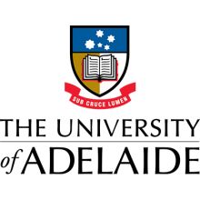 the university of adelaide logo with an open book on it's left hand side