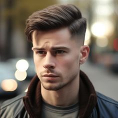 Ivy League with Low Fade Haircut Mid Fade Quiff Haircut Men, Fade Side Part Men, Mid Fade Side Part Haircut Men, Side Fade Haircut Men, Oblong Face Hairstyles Mens, Draw Celebrities, Side Part Hairstyles Men, Gents Hairstyles, Modern Mullet Haircut