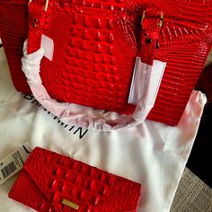 Brahmin Red Bag And Wallet Set Luxury Red Wallet With Removable Pouch, Brahmin Purses, Red Flare, Brahmin Bags, Brahmin Handbags, Black Leather Tote Bag, Red Bag, Brown Handbag, Black Leather Tote