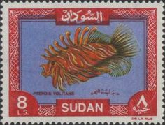 a stamp with an image of a fish on it's back and arabic writing