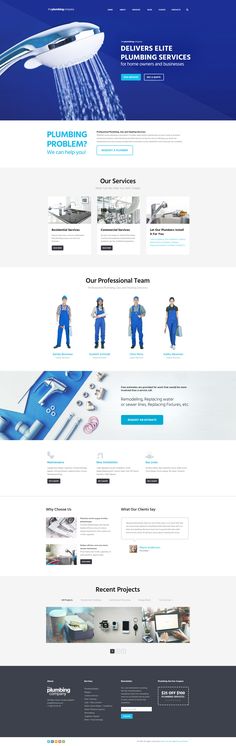 an image of a website page with the wordpress theme in blue and white colors