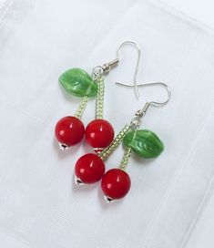 Cute Red Cherry Earrings are a great addition to your everyday clothing or special event.   A wonderful gift for your friends and loved ones. Cherry-colored Jewelry For Valentine's Day Party, Cherry Colored Jewelry For Valentine's Day Party, Cherry Jewelry For Valentine's Day Party, Cherry Color Jewelry For Valentine's Day Party, Cherry Colored Earrings For Valentine's Day Gift, Cherry Earrings For Valentine's Day Gift, Cherry Color Earrings For Valentine's Day Gift, Trendy Red Dangle Jewelry, Trendy Red Jewelry With Matching Earrings