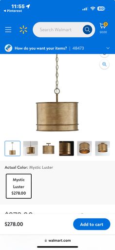 the light fixture is on sale at walmart