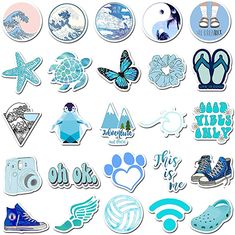 a bunch of different stickers on a white background