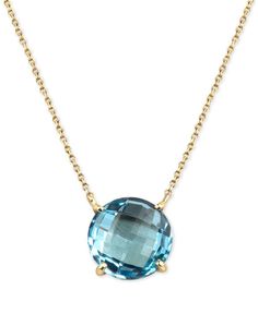 Blue Topaz Pendant Necklace (8 ct. t.w.) in 14k Gold London Blue Topaz Necklace, Necklaces Blue, Blue Topaz Pendant Necklace, Topaz Birthstone, Blue Topaz Jewelry, 14k Yellow Gold Necklace, Blue Topaz Pendant, Topaz Pendant