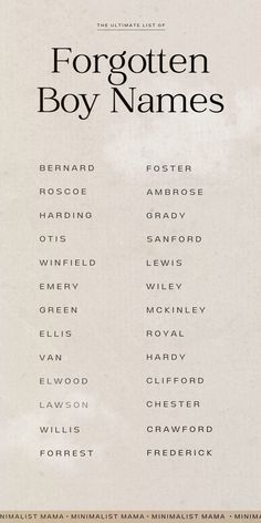 the cover of forgotten boy names