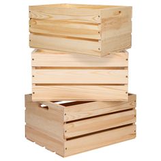 three wooden crates stacked on top of each other