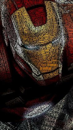 the iron man text art is made up of many different types of words and colors