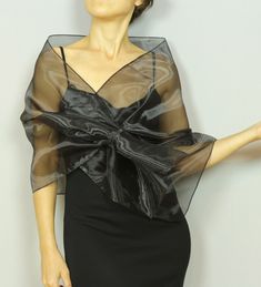 Black Organza Shawl Shoulder Wrap Scarf Mesh Evening Dress - Etsy Elegant Wedding Dress With Overlay, Elegant Fitted Evening Veil, Elegant Organza Dresses With Overlay, Sheer Organza Party Veil, Sheer Organza Veil For Party, Elegant Black Party Veil, Elegant Organza Dress For Mother Of The Bride, Black Silk Wedding Shawl, Silk Fitted Shawl For Parties