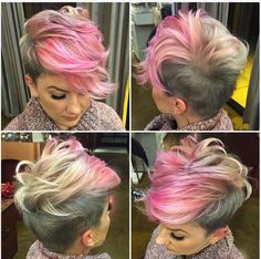 . Colourful Hair, Shorter Hair, Haircut And Color, Hair Coloring, Shaved Hair, Pixie Hairstyles