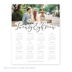 a wedding calendar is shown with the date in black and white, which reads twenty and fifteen