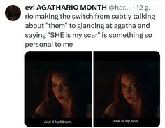 an image of a woman in the dark with text that reads, evil agathrio month