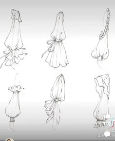 some drawings of dresses and shoes with bows on them