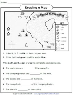 the map worksheet for reading maps