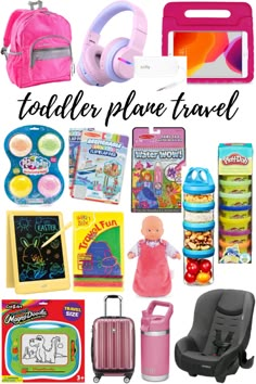 the best toys for toddler plane travel with text overlay that reads, what's in your child's bag?