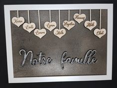 a card with hearts hanging from strings and the words not to faulk on it