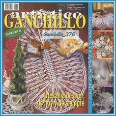 the front cover of a magazine with crocheted doily and other items on it