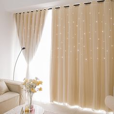 PRICES MAY VARY. 【BASE INFORMATION】 Package includes 2 panels double layer blackout curtain,bonus 2 tiebacks, 2 detachable butterfly bow ties. Grommets top(1.6 inch inner diameter), Curtain measures 42" wide per panel. Available length include 63", 84" 【EXCELLENT MATERIAL】 Made of high-quality polyester fabric, white lace inside, which is elegant and holy. The suspension is very drape, which increases the overall taste of home decorations. 【ROMANTIC DESIGN】 Hollow out star curtains forming a dre Blackout And Sheer Curtains, Bedroom Girls Kids, Room Darkening Window Treatments, Window Curtains Living Room, Star Cut Out, Layered Curtains, Curtains For Bedroom, Kids Curtains, Window Room