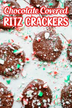 chocolate covered riz crackers with sprinkles on top