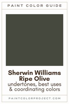 the color guide for sherylin williams's olive, including best uses and coordinating colors