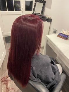 red died hair Deep Red Long Hair, Cherry Red Hair Straight, Dark Red Velvet Hair, Dark Red Hair Straight, Dark Garnet Red Hair, Dark Red Hair Inspo Color, Dark Res Hair, Deep Red Hair Colour, Dark Red Hair Layers