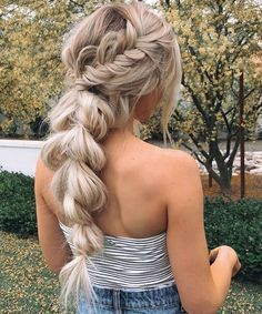 Braid Pony, Prom Hair Up, Hair Design For Wedding, Prom Hairstyles For Long Hair, Long Blonde Hair, Winter Hairstyles, Wedding Hair And Makeup