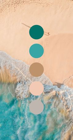 an aerial view of the ocean and beach with circles on it's side, above which is a sand dune