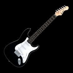 an electric guitar on a black background