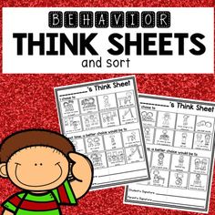 Behavior Reflection Think Sheet for Classroom Management by Melissa Moran Behavior Management In The Classroom 2nd, First Grade Classroom Management, Behavior Documentation, Behavior Sheet, Minimalist Teacher, School Activity Ideas, Learning For Toddlers